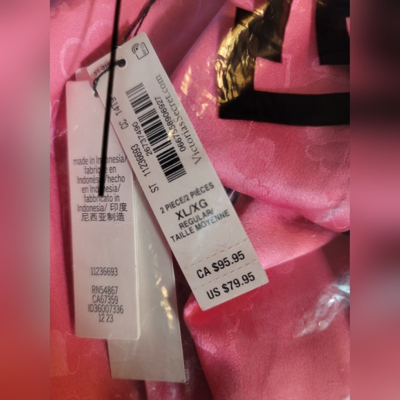 Victorias Secret Hot Pink Satin long PJamas. XL Top & XXL Bottoms .Brand New 💎 - Picture 6 of 6